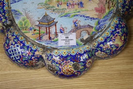 An 18th century Chinese enamel basin diameter 39cm